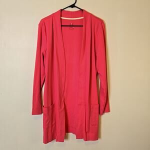 IsaacMizrahiLive Long Pink Open front  Sweater size large